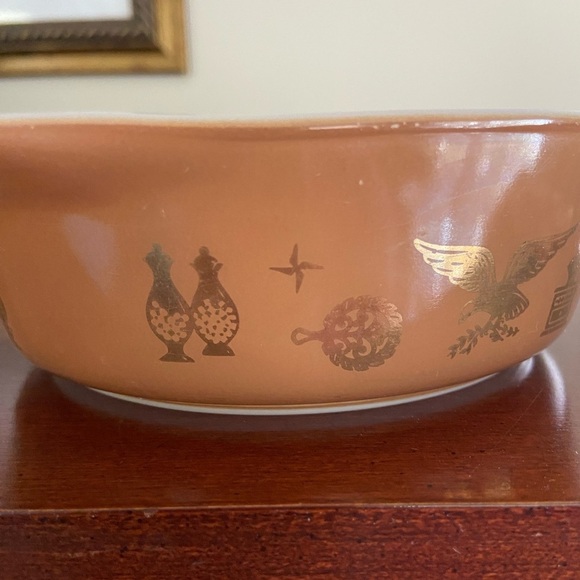 Vintage 60's Pyrex Federal Eagle 471 Brown Oval Baking  Casserole Dish 1 pint - Picture 7 of 11